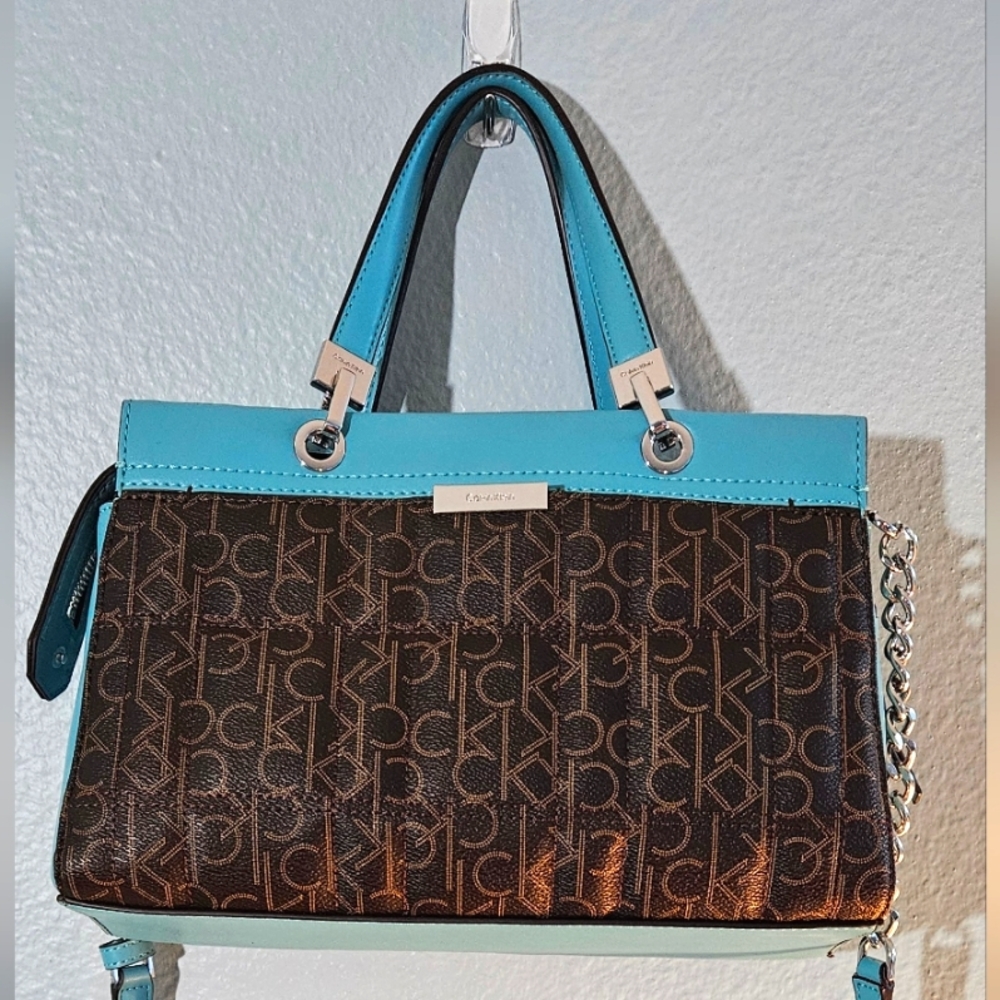 Calvin Klein Crossbody Turquiose and Brown Purse